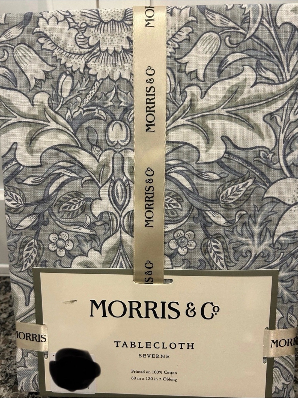 William MORRIS & CO. Severne Blue Floral Cotton Tablecloth 60”x120”